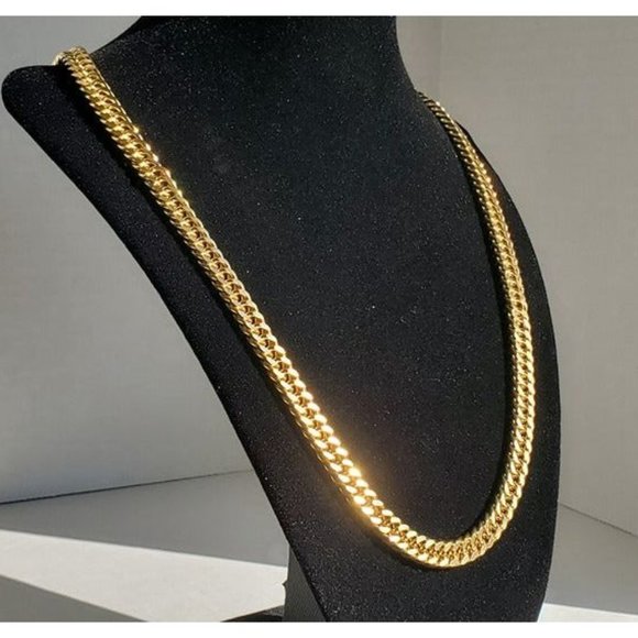 28" Cuban Chain Link 18K Gold Necklace Womens Miami Style Streetwear 28 inch NEW - Picture 5 of 9
